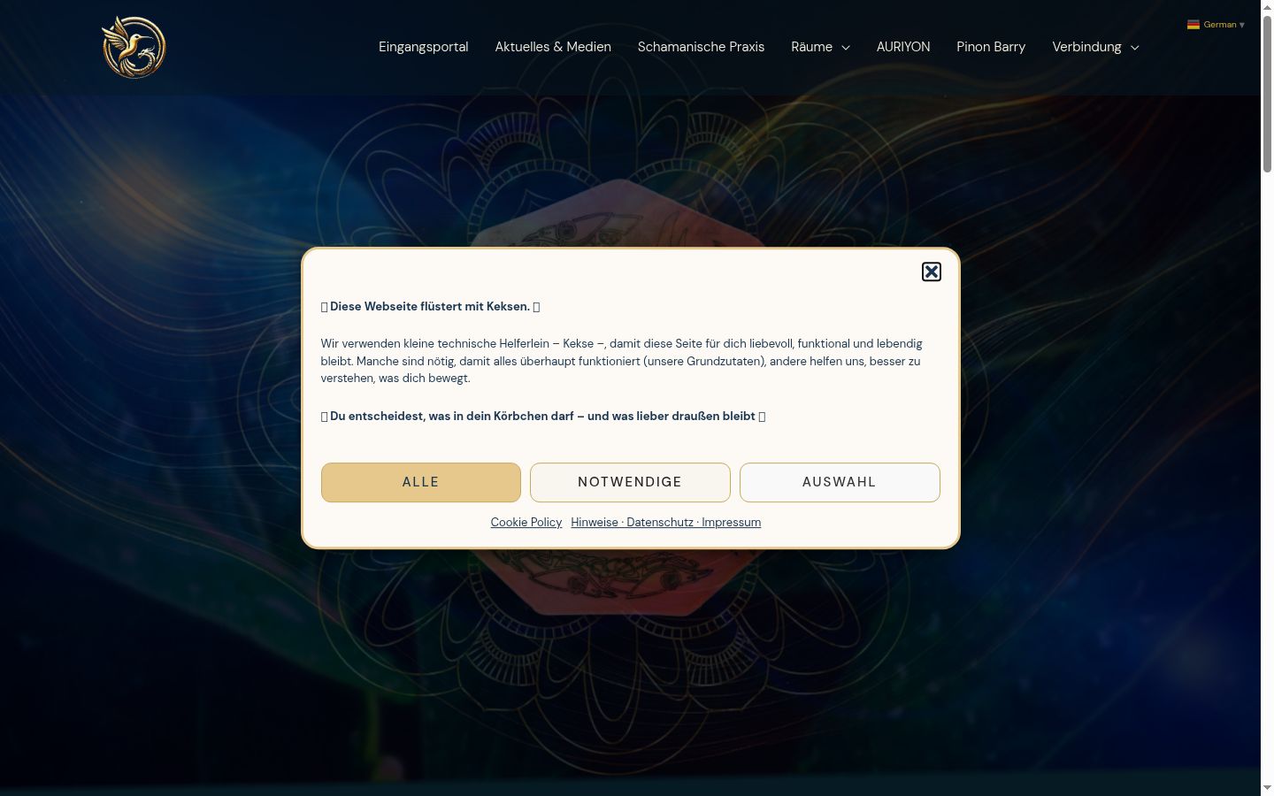 Screenshot of the consent banner shown before any interaction