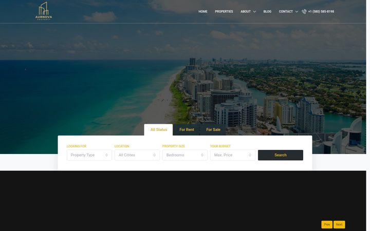 Screenshot von aurnovarealestate.com