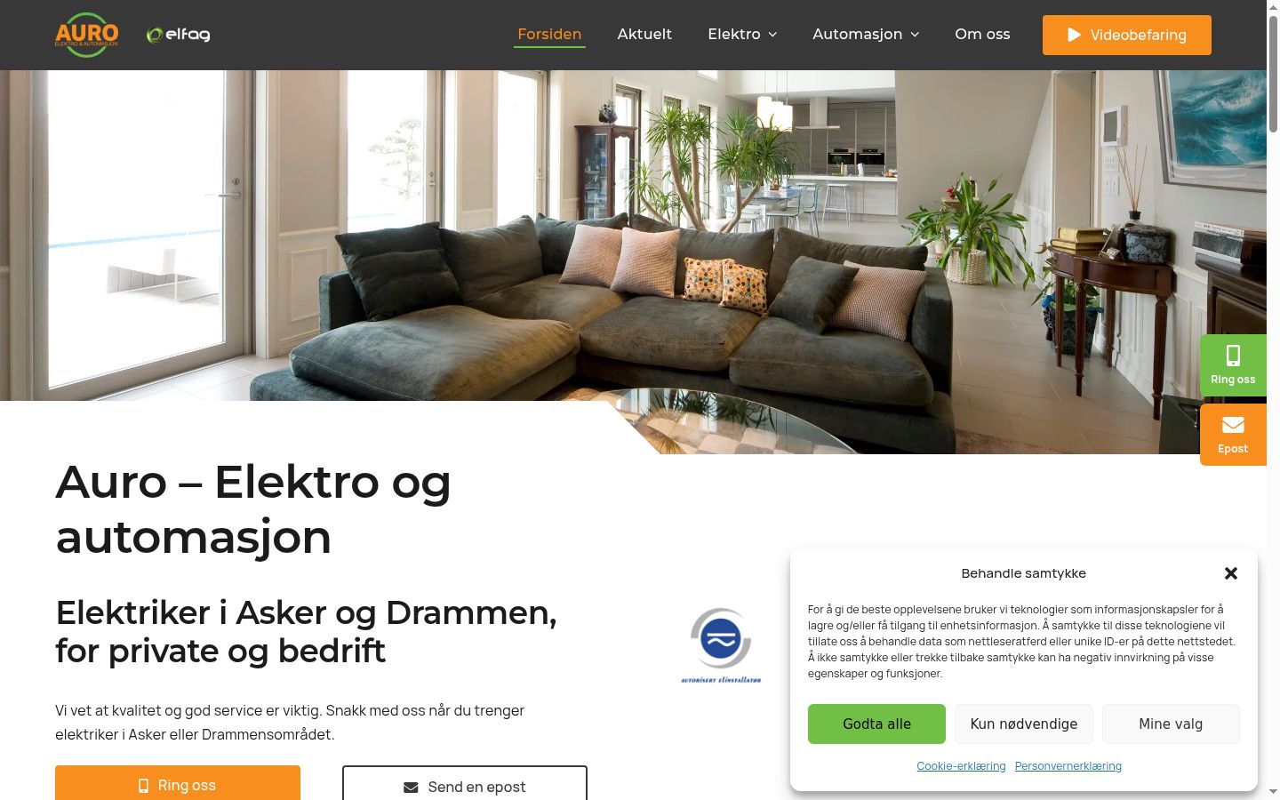 Skærmbillede af samtykkebanneret, som det blev vist før nogen interaktion