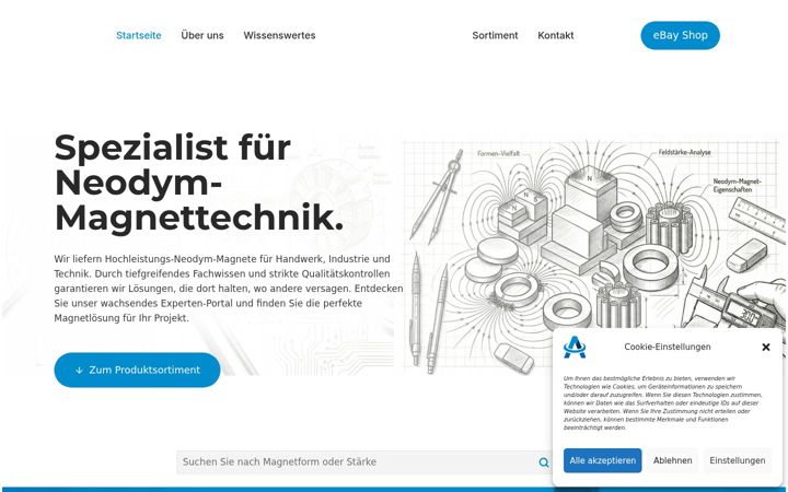 Screenshot of auron-neodymmagnete.de