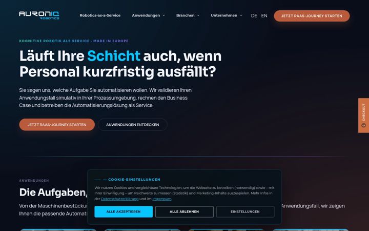 Screenshot of auroniq-robotics.com