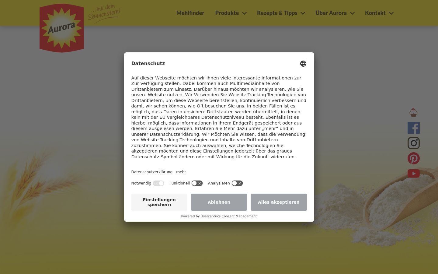 Screenshot of the consent banner shown before any interaction