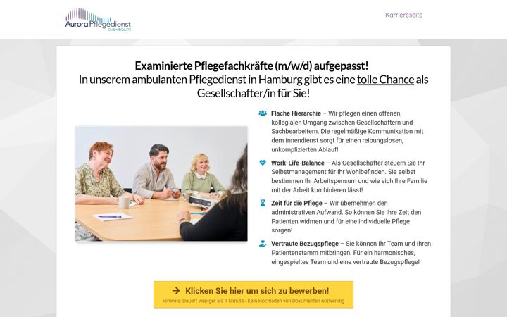 Screenshot of aurora-pflegedienst-gmbh-karriere.com