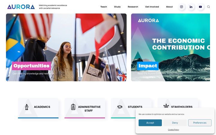 Screenshot of aurora-universities.eu