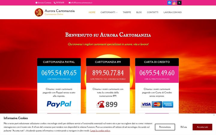 Screenshot of auroracartomanzia.it