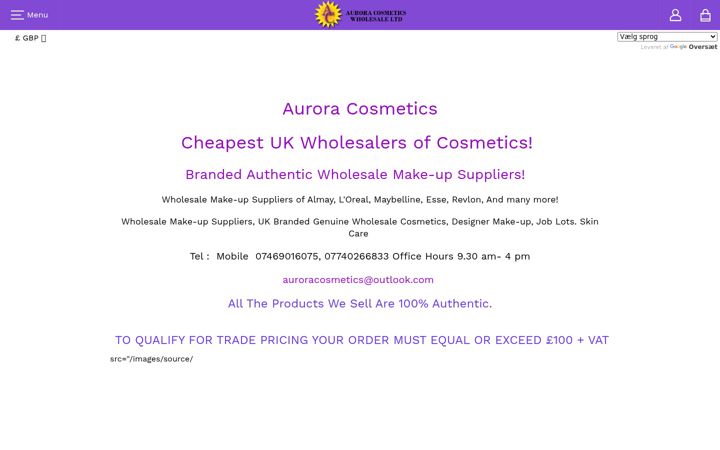 Screenshot of auroracosmetics.net