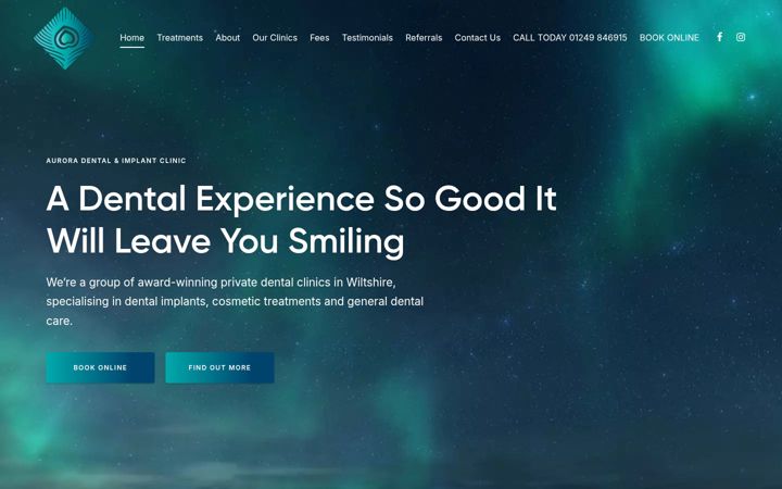 Screenshot of auroradentalclinic.co.uk