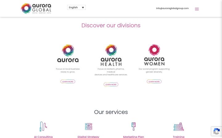 Captură de ecran a auroraglobalgroup.com