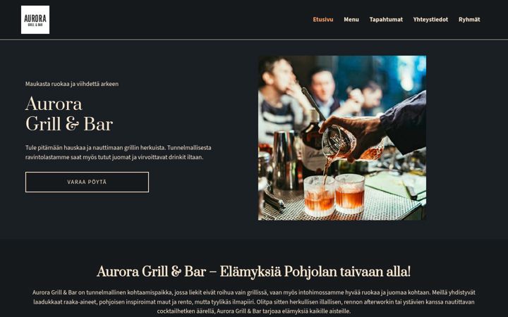 Screenshot of auroragrillandbar.fi
