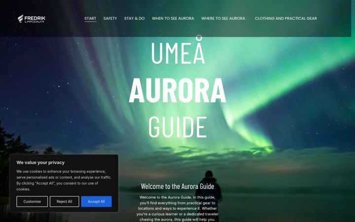 Screenshot of auroraguide.se