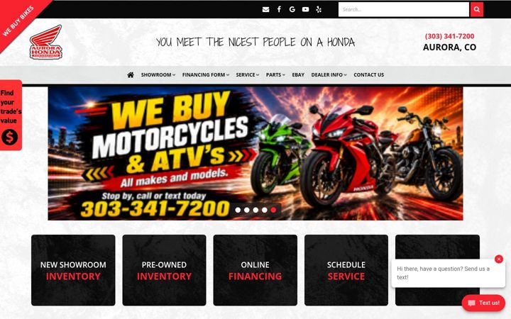 Ekrānuzņēmums no aurorahondapowersports.com