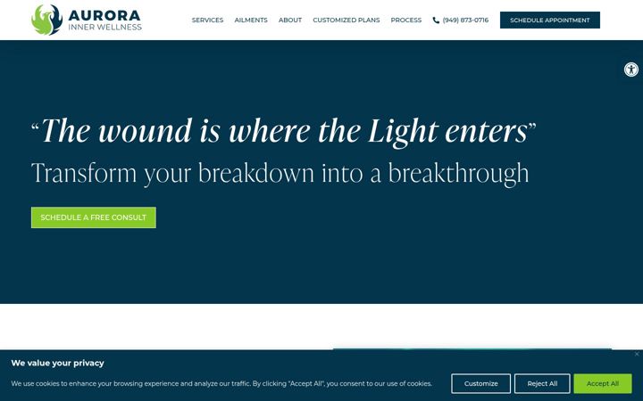 Screenshot of aurorainnerwellness.com