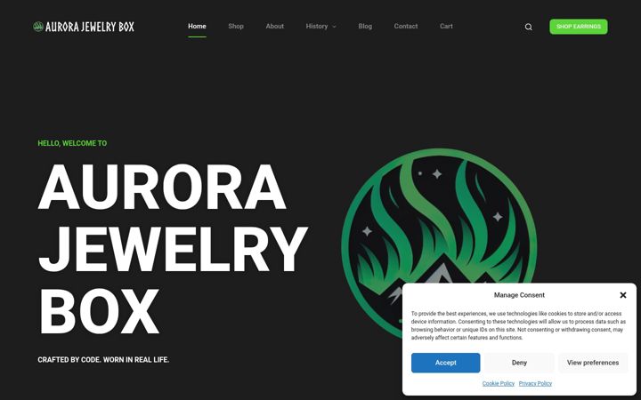 Screenshot of aurorajewelrybox.com