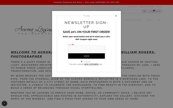 Screenshot of auroralensmanstudio.com