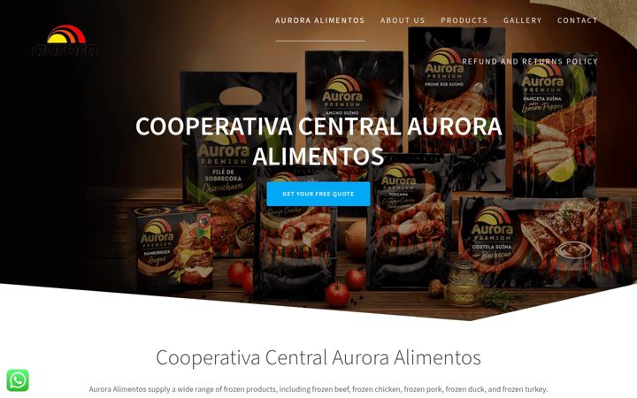 Ekrano kopija auroralimentosbr.com