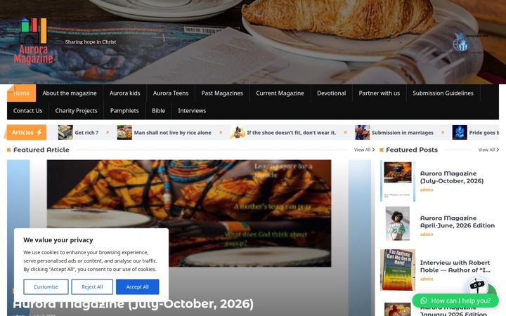 Screenshot of auroramagazine.net