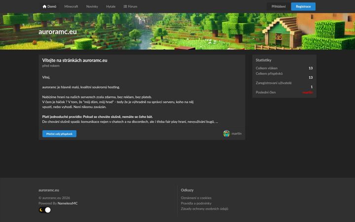 Screenshot of auroramc.eu