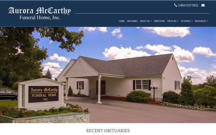 Screenshot of auroramccarthyfuneralhome.com