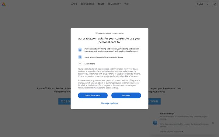 Screenshot of auroraoss.com