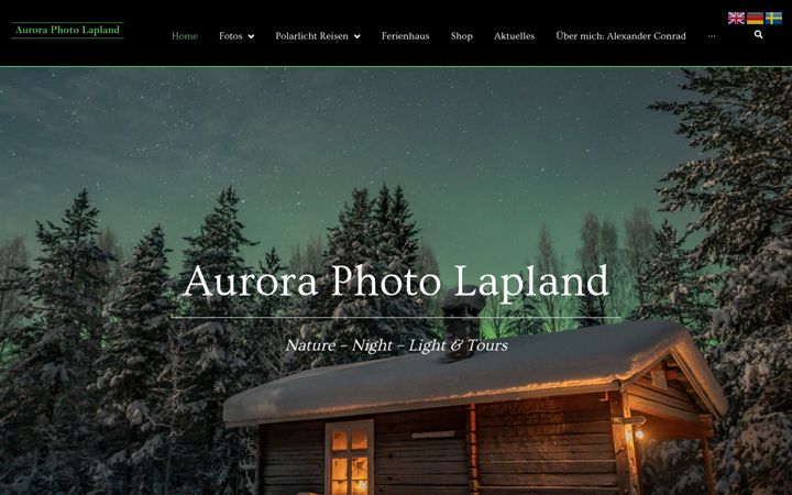 Zrzut ekranu auroraphotolapland.com