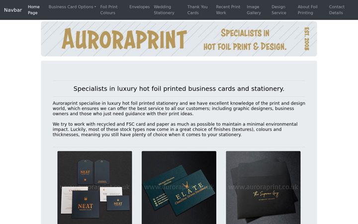 Screenshot of auroraprint.co.uk