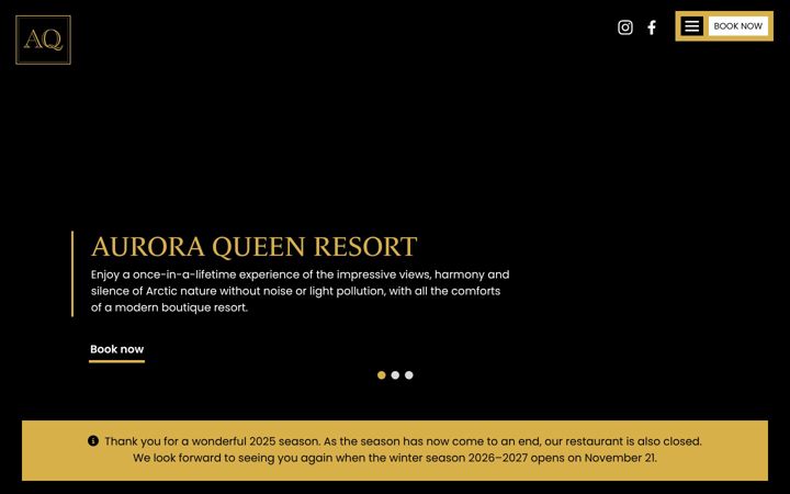 Screenshot of auroraqueenresort.fi
