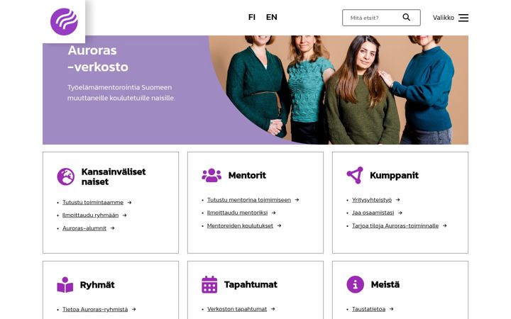 Screenshot van auroras.fi