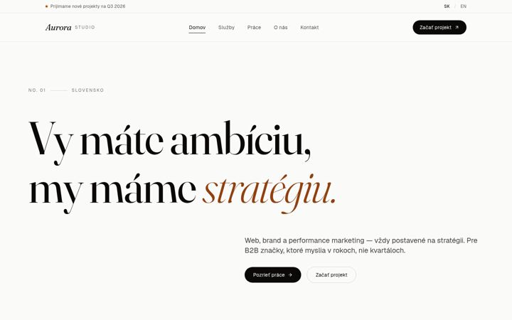 Snímek obrazovky aurorastudio.sk