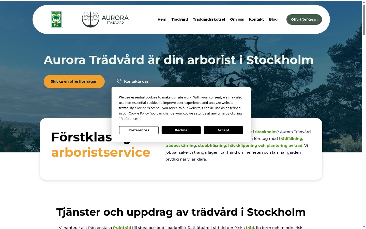 Screenshot del banner di consenso mostrato prima di qualsiasi interazione