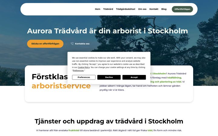 Skærmbillede af auroratradvard.se