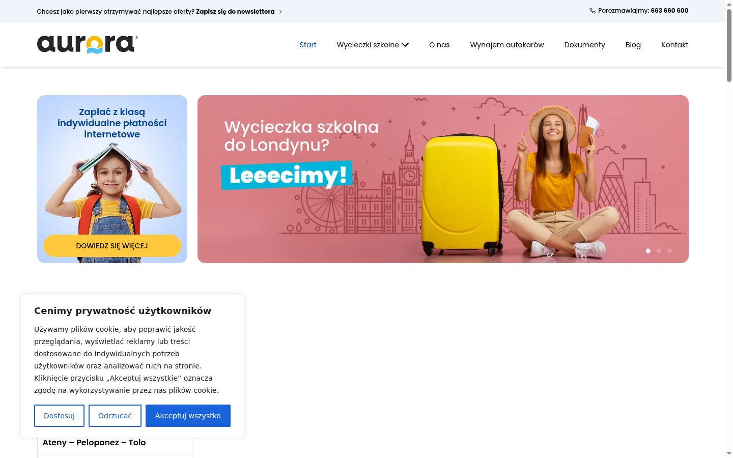Zrzut ekranu banera zgody wyświetlanego przed jakąkolwiek interakcją