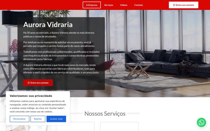 Screenshot of auroravidraria.com.br