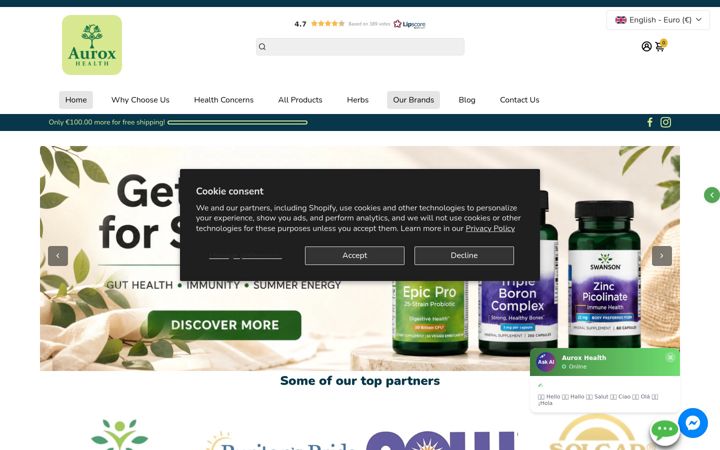 Screenshot of auroxhealth.com