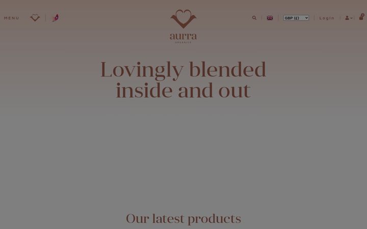 Screenshot of aurraorganics.com
