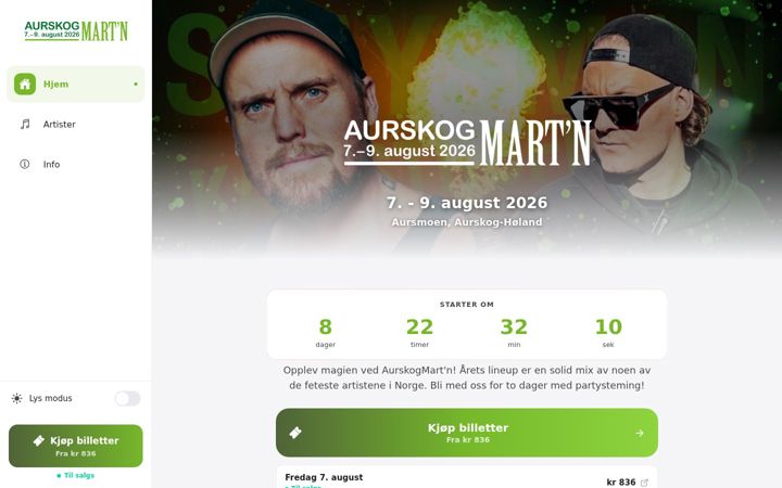 Screenshot of aurskogmarten.com