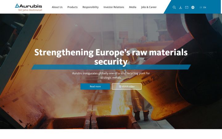 Screenshot of aurubis.com