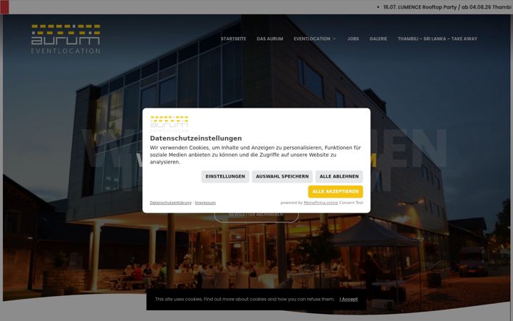 Screenshot of aurum-eventlocation.de