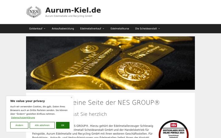 Captură de ecran a aurum-kiel.de
