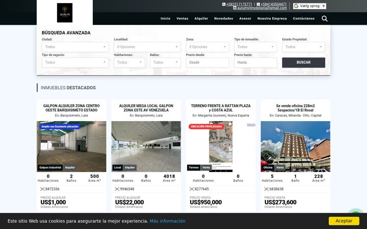 Captură de ecran a aurum.com.ve