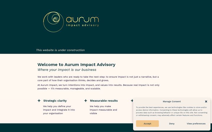 Screenshot of aurumimpactadvisory.com