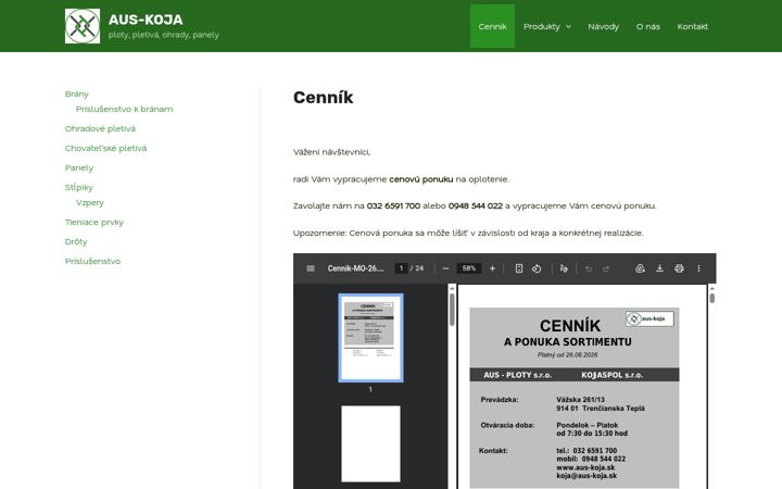 Captură de ecran a aus-koja.sk