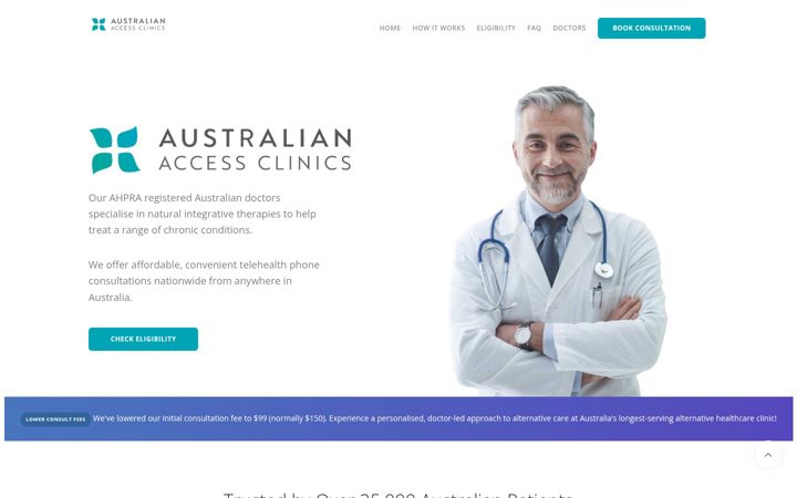 Ekrano kopija ausaccessclinics.com.au