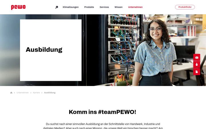 Screenshot of ausbildung-bei-pewo.de