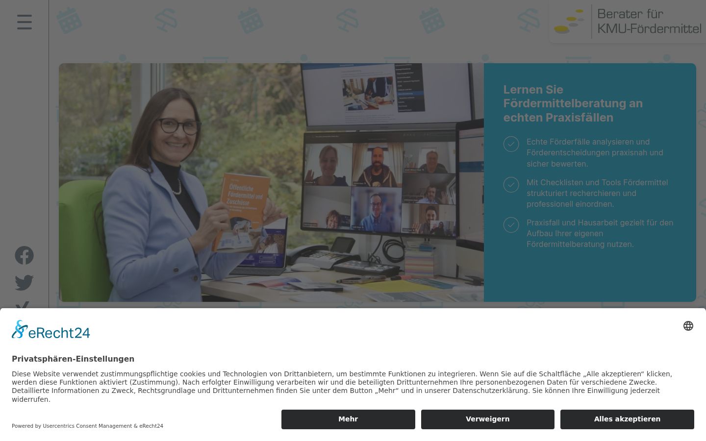Screenshot des Einwilligungsbanners vor jeglicher Interaktion