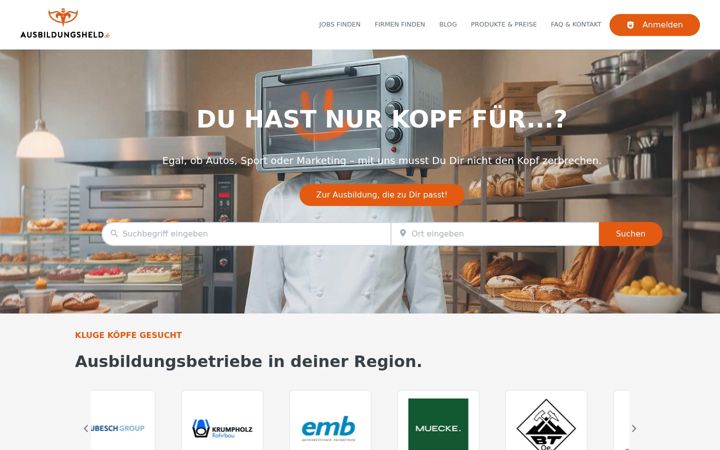 Screenshot of ausbildungsheld.de