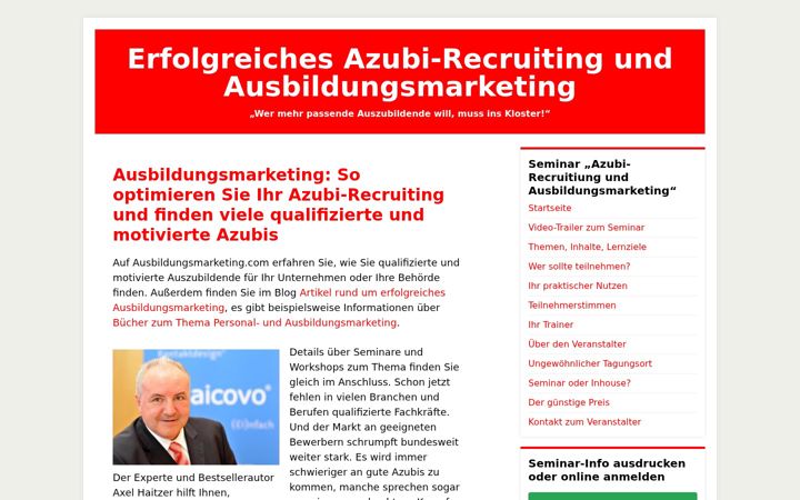 Skjermbilde av ausbildungsmarketing.com