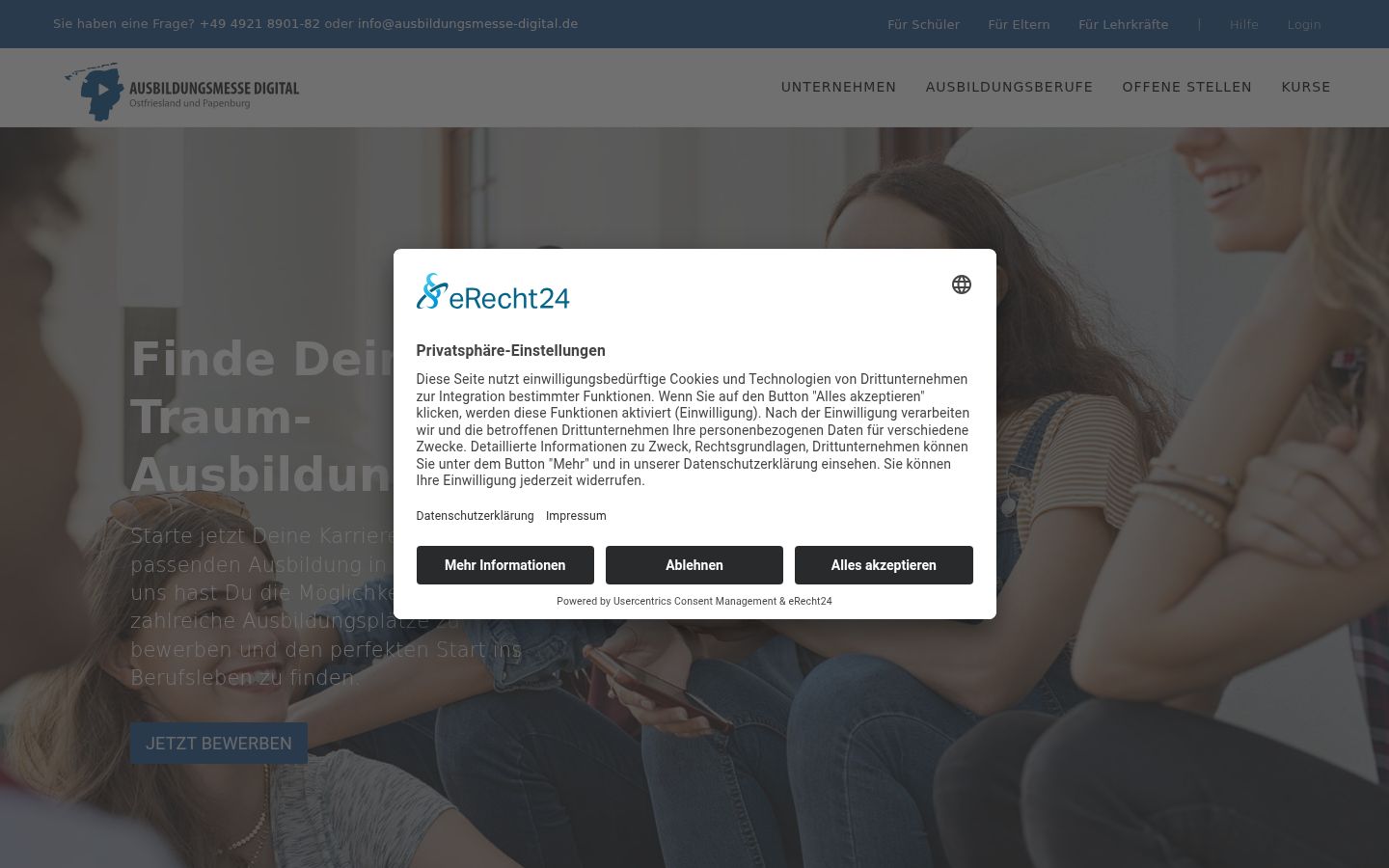 Screenshot del banner di consenso mostrato prima di qualsiasi interazione