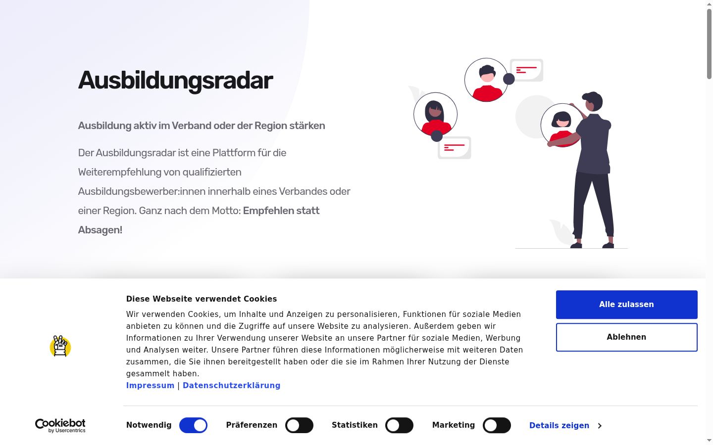 Screenshot of the consent banner shown before any interaction