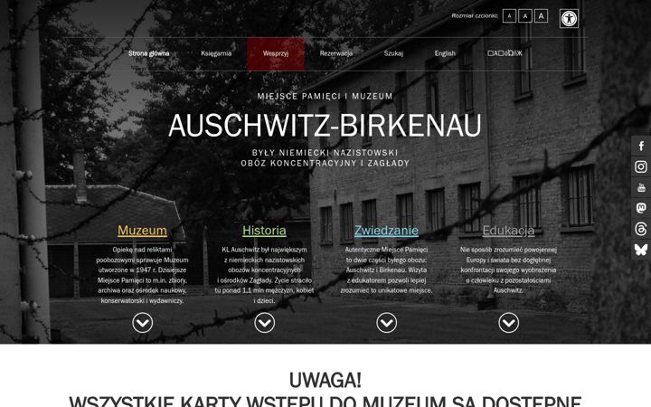 Screenshot van auschwitz.org