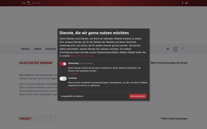 Snímek obrazovky ausflug.koeln